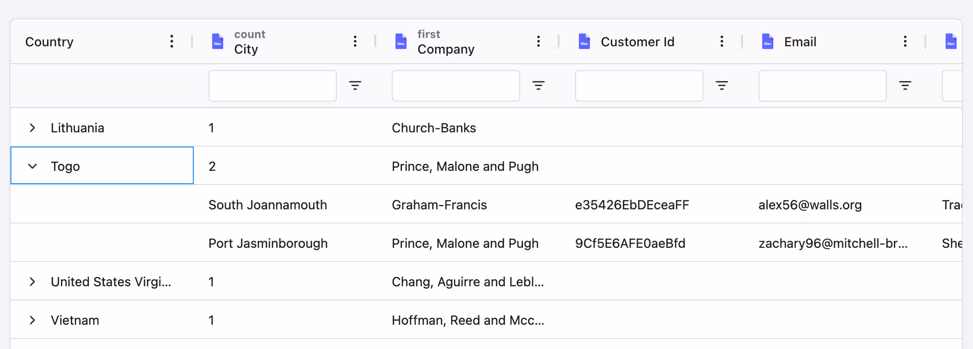 Screenshot showing group by any column feature